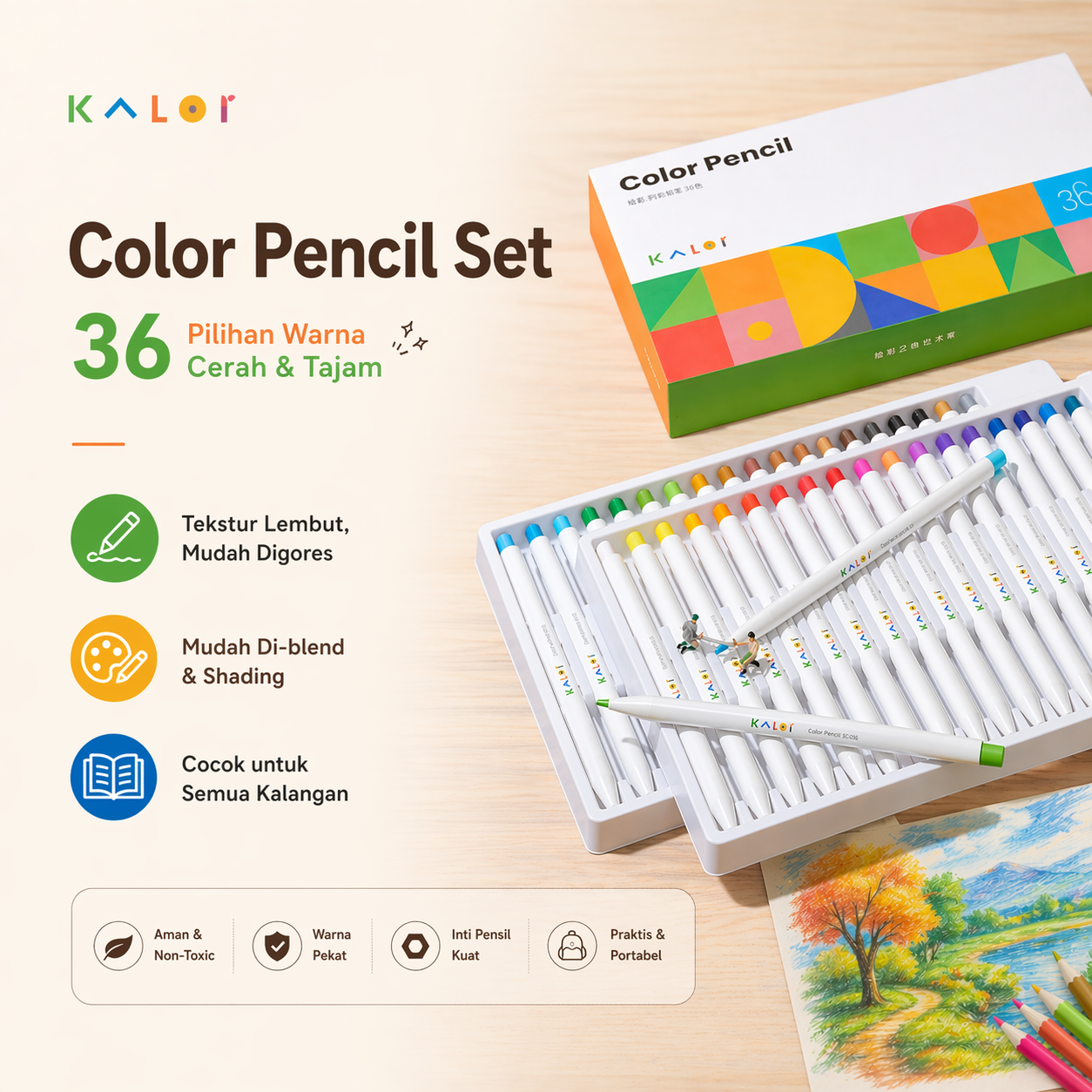 Kaco KALOR Pensil Warna Color Pencil Set 36 PCS - KCP-22-01 Gambar produk Kaco KALOR Pensil Warna Color Pencil Set 36 PCS - KCP-22-01 - Utama
