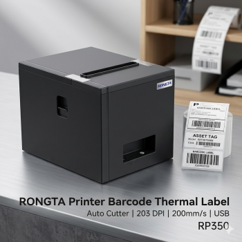 Gambar produk RONGTA Printer Barcode Thermal Label Auto Cutter 203 DPI 200mm/s USB - RP350