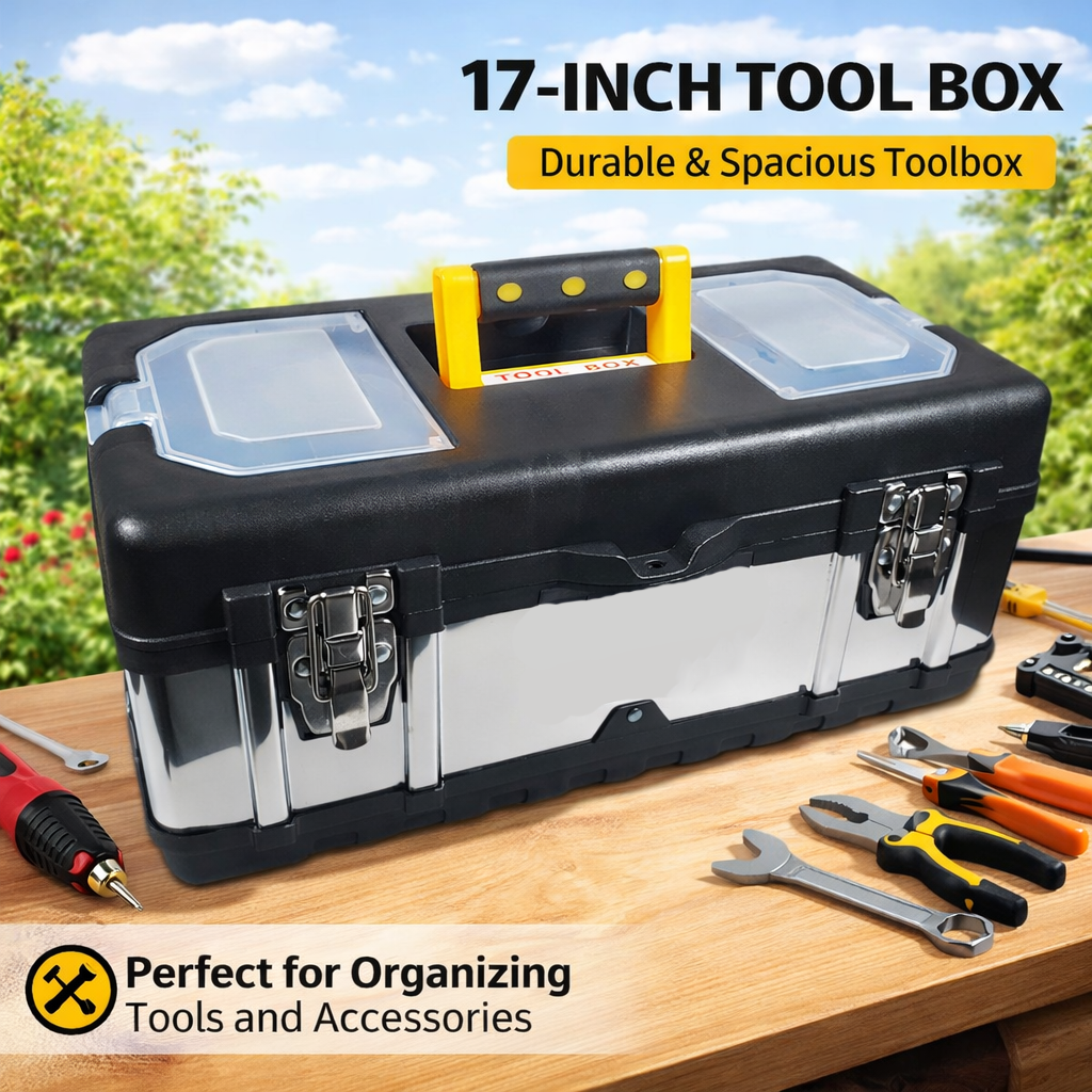 SHIDELI Kotak Perkakas Multifungsi Thicken Hardware Tool Box 17 Inch - AN10 Gambar produk SHIDELI Kotak Perkakas Multifungsi Thicken Hardware Tool Box 17 Inch - AN10 - Utama