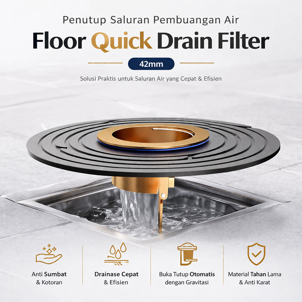 Gambar produk Homedec Penutup Saluran Pembuangan Air Floor Quick Drain Filter 42mm - HDC-110