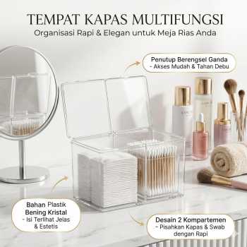 Gambar produk Acolehuma Tempat Kapas Multifungsi Dual Compartment Make Up Storage - AH097