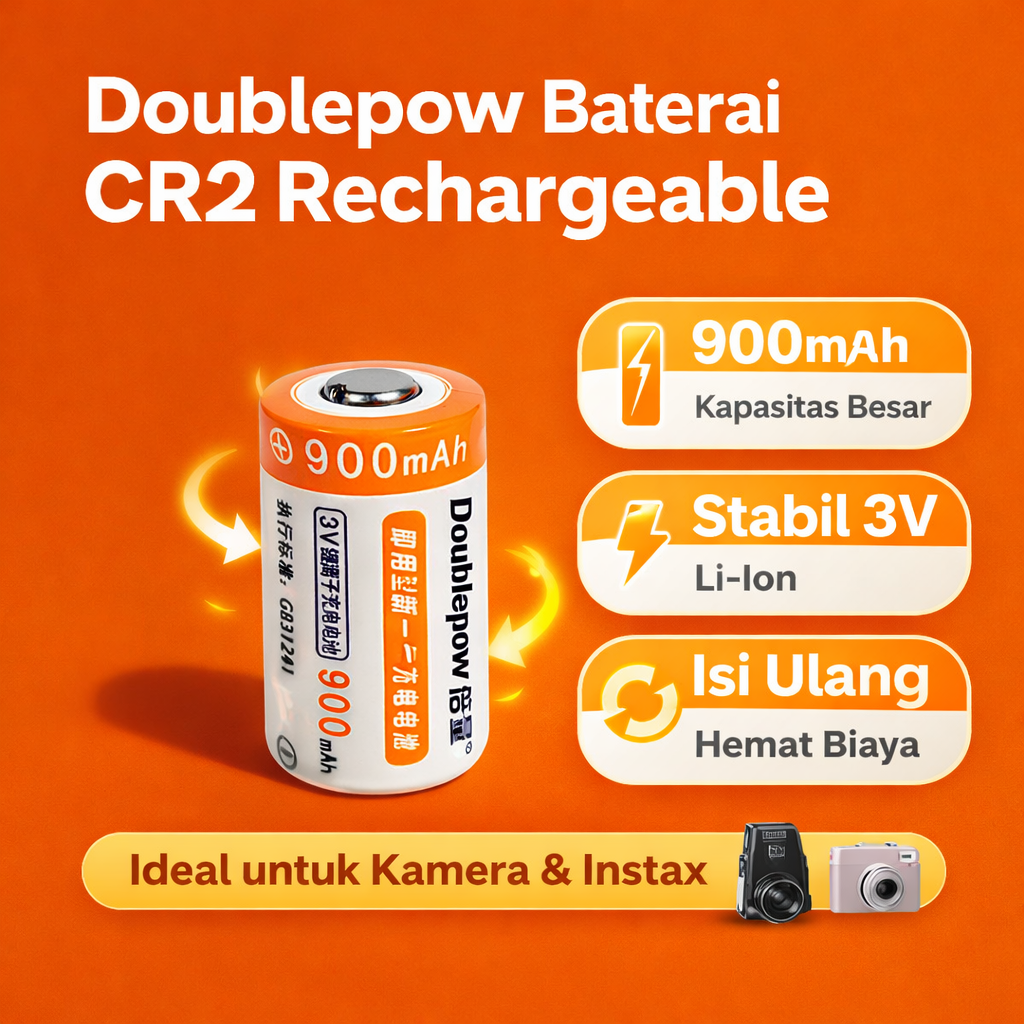 Doublepow Baterai Isi Ulang CR2 Li-Ion Button Top 900 mAh 3V 1 PCS Gambar produk Doublepow Baterai Isi Ulang CR2 Li-Ion Button Top 900 mAh 3V 1 PCS