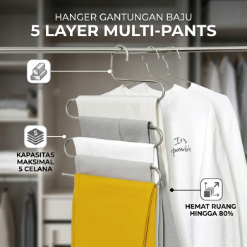 Shopur Hanger Gantungan Baju Susun Retracable Trouser Non Slip 5 Layer - S134