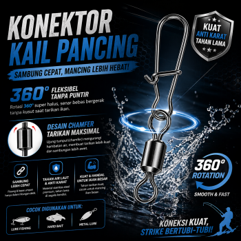 Gambar produk TaffSPORT Rolling Snap Swivel Kili Kili Pancing Konektor Kail 2 10 PCS - S20