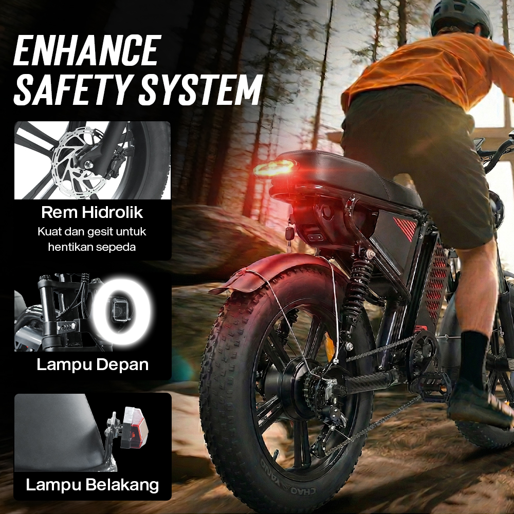 Gambar produk ClipClop Sepeda Listrik Fat Bike 20 Inch Brushless Motor 48V 15Ah 750W - L1