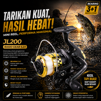 YUMOSHI Reel Pancing Spinning Fishing Reel 5.2:1 200 - JL200
