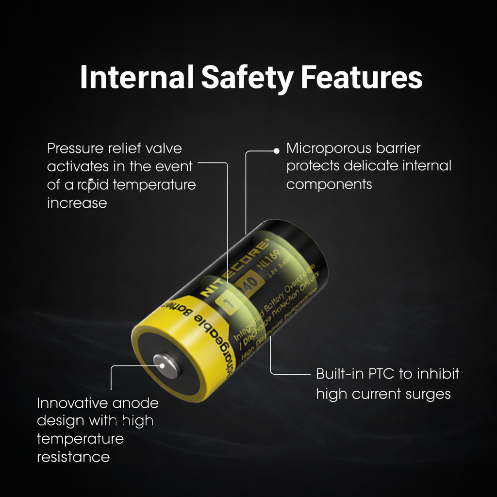 Gambar produk NITECORE Baterai Isi Ulang 16340 Li-Ion Button Top 950mAh 3.6V 1 PCS - NL169