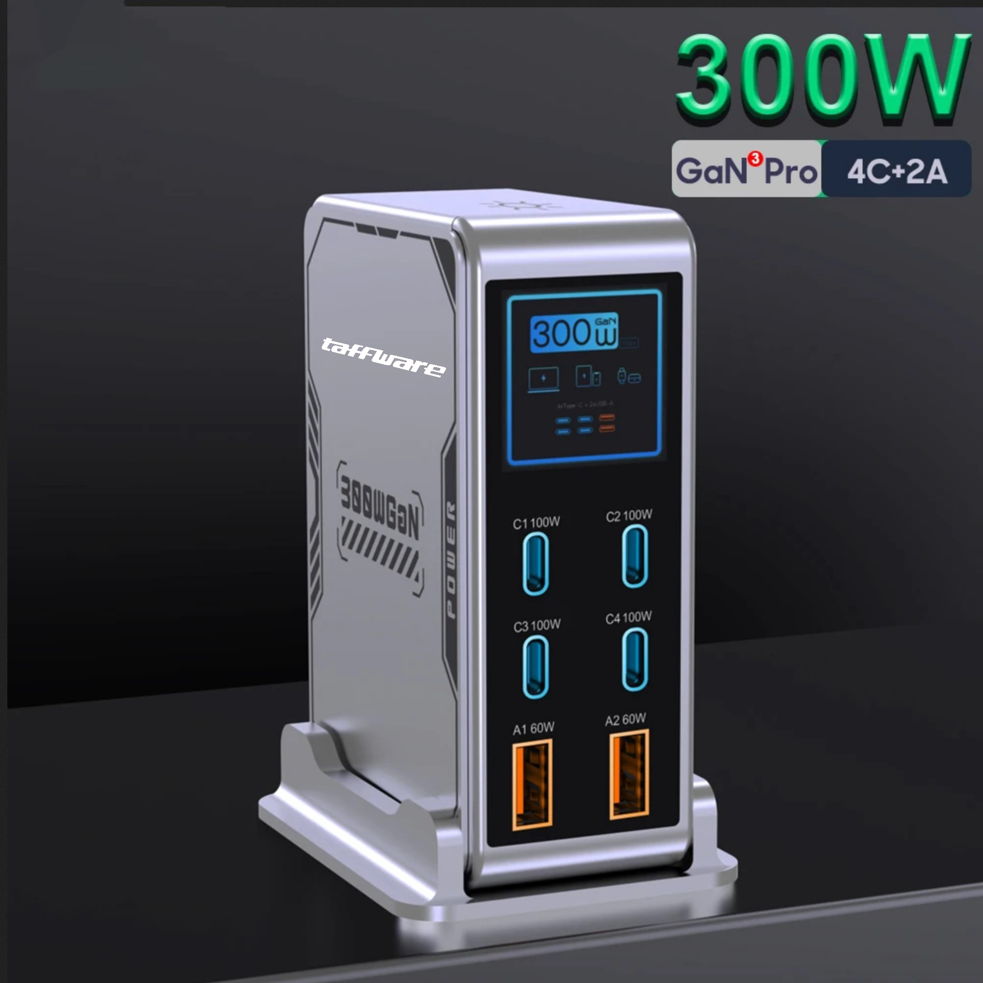 Gambar produk Taffware Charger Station Fast Charging LED USB Type C GaN 300W - BK-122D