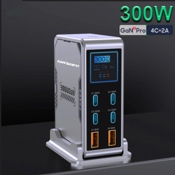 Gambar produk Taffware Charger Station Fast Charging LED USB Type C GaN 300W - BK-122D