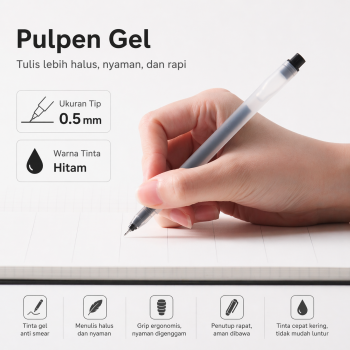 Kaco BASE Pena Pulpen Gel Pen Bolpoin Tinta Hitam 0.5mm 1 PCS - KG-02