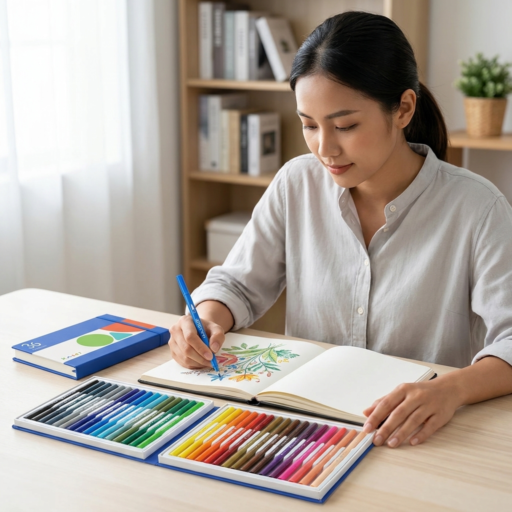 Gambar produk Kaco GREEN KALOR Spidol Warna Warni Dual Head Water Color Pen 36 PCS - WP2207-01