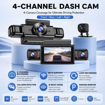 Gambar produk Taffware Dashcam Mobil Detachable Depan Belakang Triple Camera 2K - MQ60