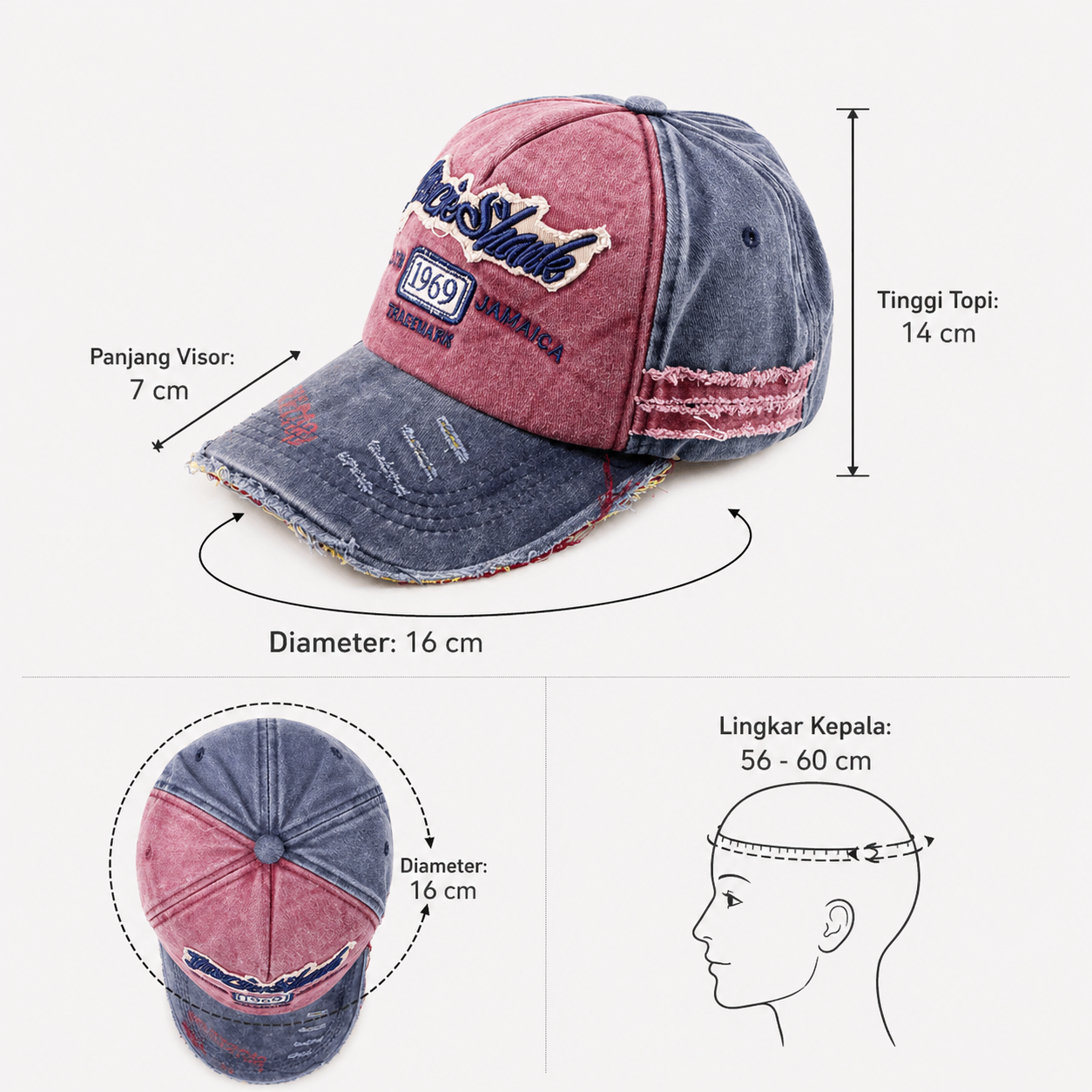 Rhodey Topi Baseball Cap Rock Shark Kingston 1969 - F206 Gambar produk Rhodey Topi Baseball Cap Rock Shark Kingston 1969 - F206 - 7