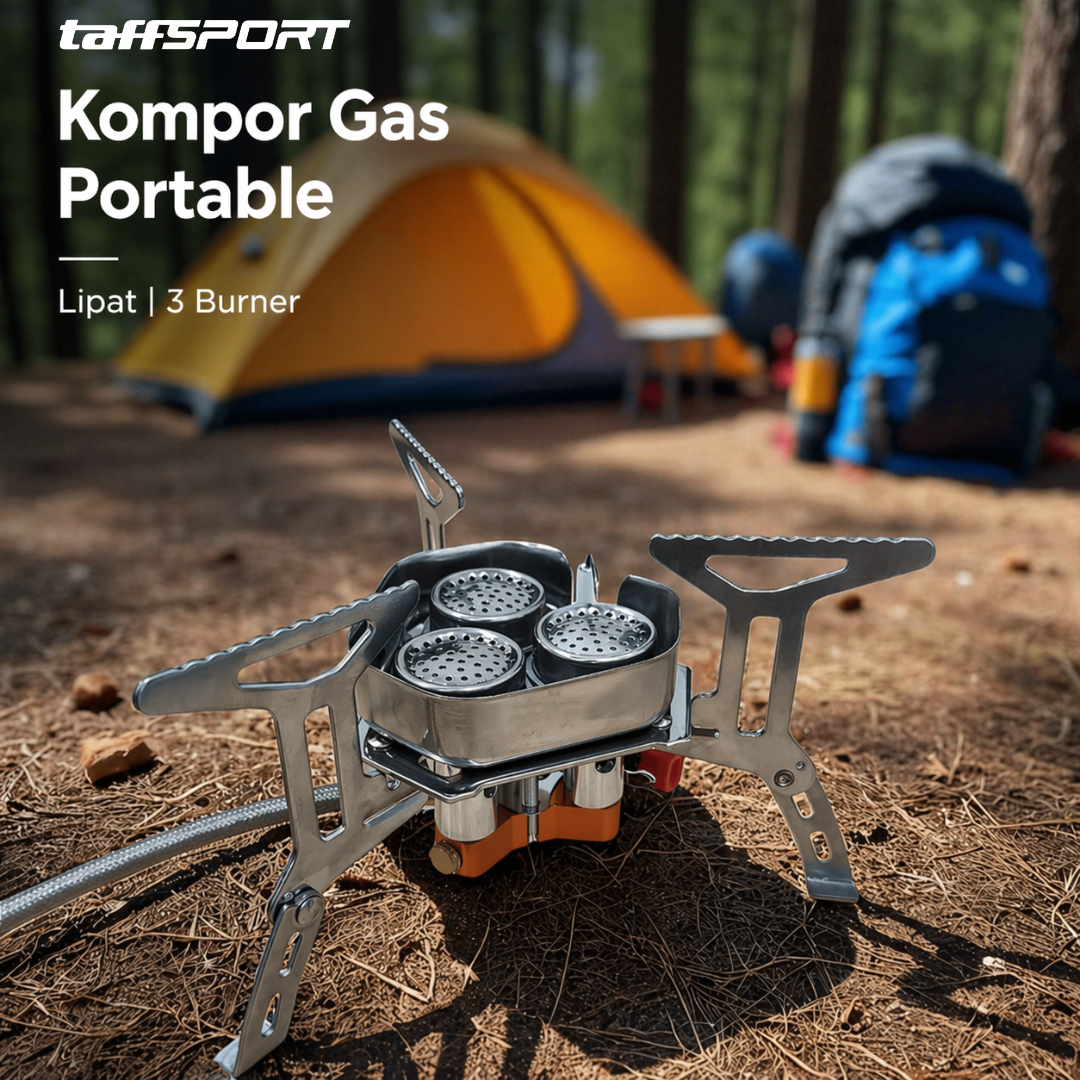 Gambar produk TaffSPORT Kompor Gas Portable Lipat Ultralight 3 Burner Camping Stove - KV36