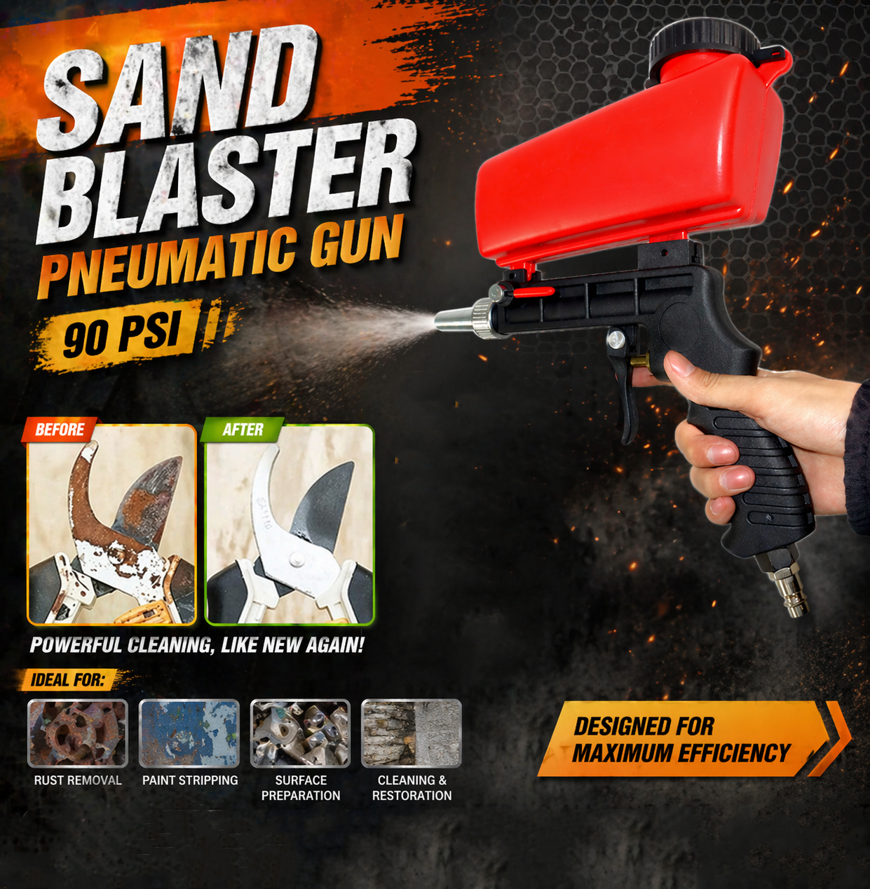 Taffware Sand Blaster Gravity Pneumatic Gun 90 PSI - AS118-3 Gambar produk Taffware Sand Blaster Gravity Pneumatic Gun 90 PSI - AS118-3 - Utama