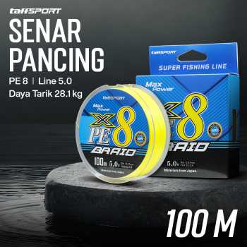 TaffSPORT Senar Pancing PE 8 Braided Strand Fishing Line 100M - X8