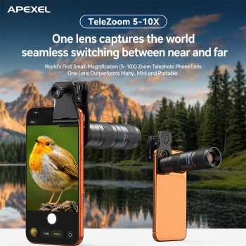 APEXEL Lensa TeleMacro Pro 2in1 Telephoto Smartphone 10X Clip On - APL-T5-10X