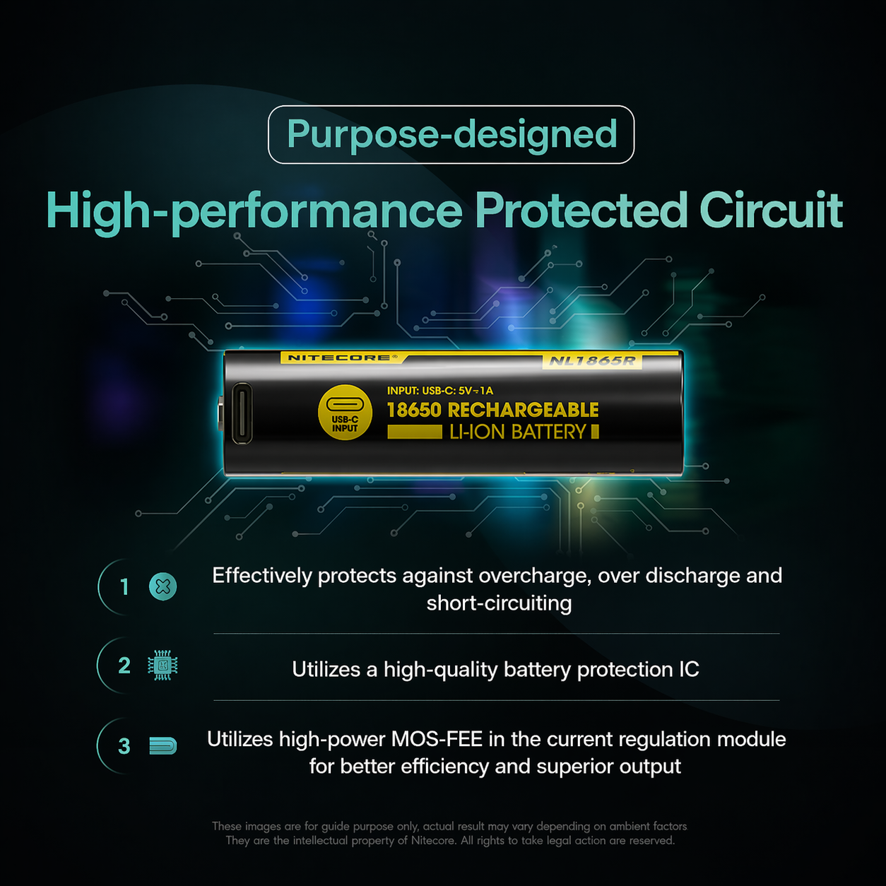 Gambar produk NITECORE Baterai Isi Ulang 18650 Li-Ion Button Top 3600mAh 3.6V 1 PCS - NL1836R