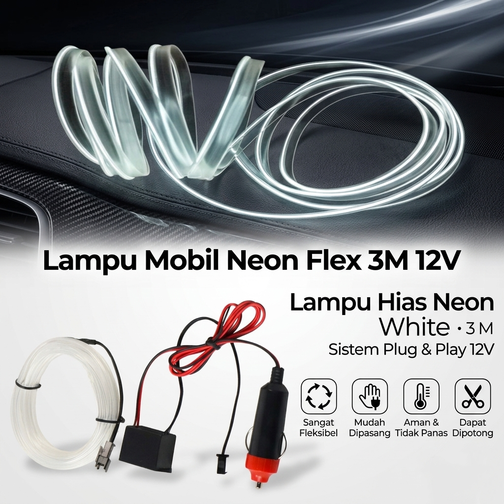 SEAMETAL Lampu Hias Mobil Neon Flex Car Interior 3M Cigarette Plug 12V - TB307 Gambar produk SEAMETAL Lampu Hias Mobil Neon Flex Car Interior 3M Cigarette Plug 12V - TB307 - Utama