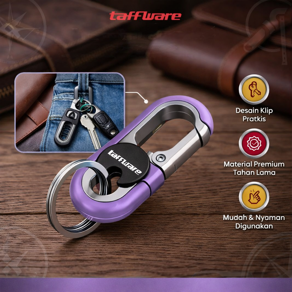 Taffware Gantungan Kunci Carabiner Keychain Clip Stainless Steel - A3746 Gambar produk Taffware Gantungan Kunci Carabiner Keychain Clip Stainless Steel - A3746 - Utama