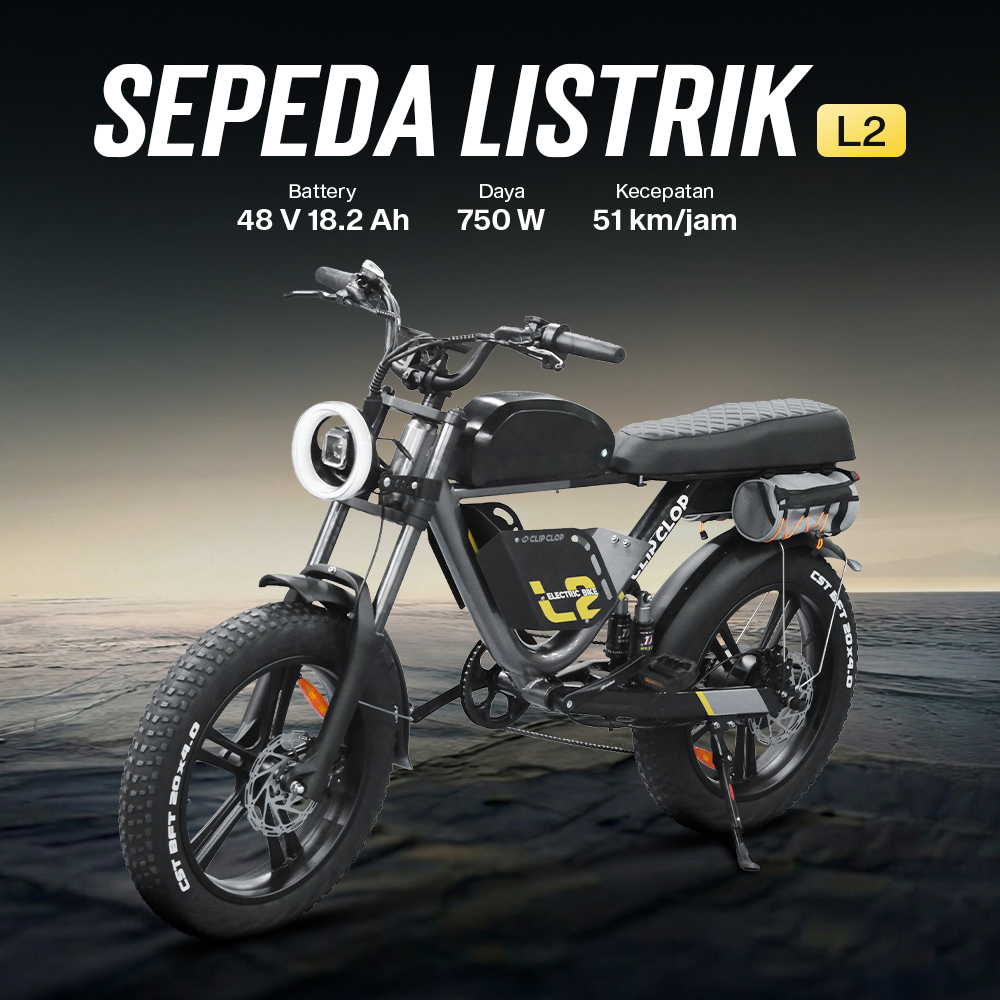Gambar produk ClipClop Sepeda Listrik Fat Bike 20 Inch Brushless Motor 18.2Ah 750W - L2