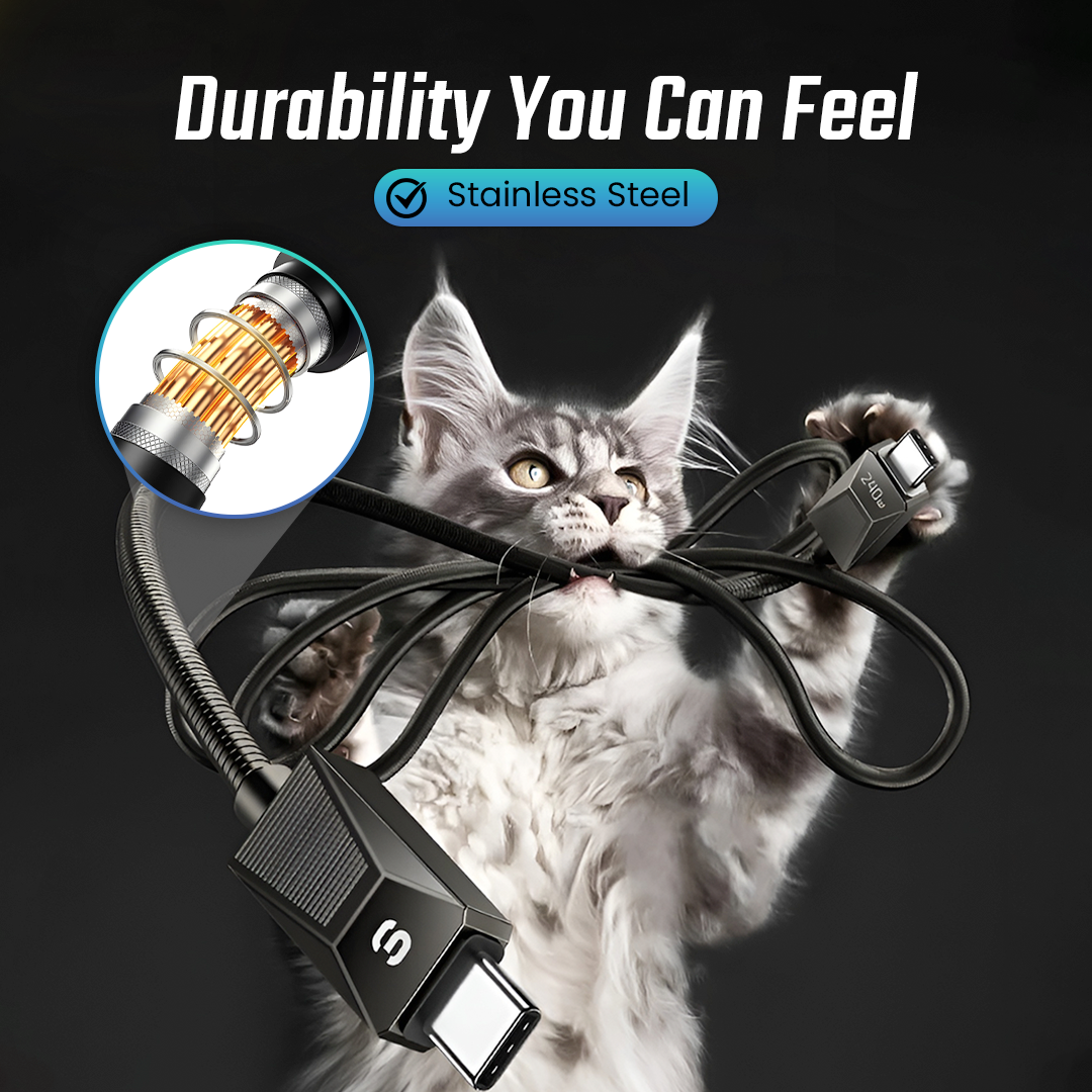 Gambar produk ESSAGER Kabel Data USB Type C to Type C Fast Charging 240W 1M - EXCTT3-SB0A-Z