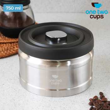 One Two Cups Toples Stainless Penyimpanan Biji Kopi Vacuum Sealed Lid - L-750