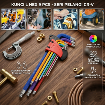YL Tools Kunci L Hex Key Wrench Metal Hexagonal Screwdriver 9 PCS - JJH9011