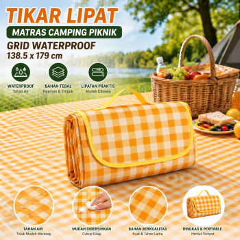 PIKMET Tikar Lipat Matras Camping Piknik Grid Waterproof 138.5x179cm - PK200
