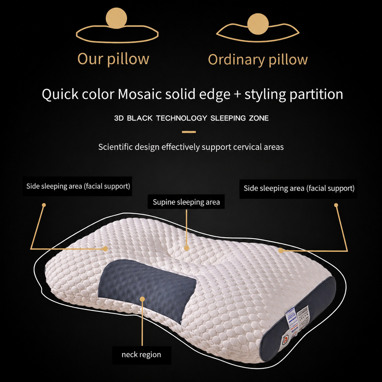 BeB Bantal Orthopedic Dacron 3D Neck Cervical Pillow Massage 850G - 8h Gambar produk BeB Bantal Orthopedic Dacron 3D Neck Cervical Pillow Massage 850G - 8h - 5