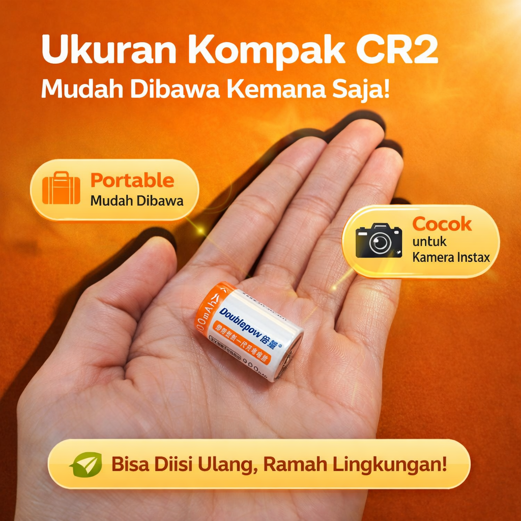 Doublepow Baterai Isi Ulang CR2 Li-Ion Button Top 900 mAh 3V 1 PCS Gambar produk Doublepow Baterai Isi Ulang CR2 Li-Ion Button Top 900 mAh 3V 1 PCS