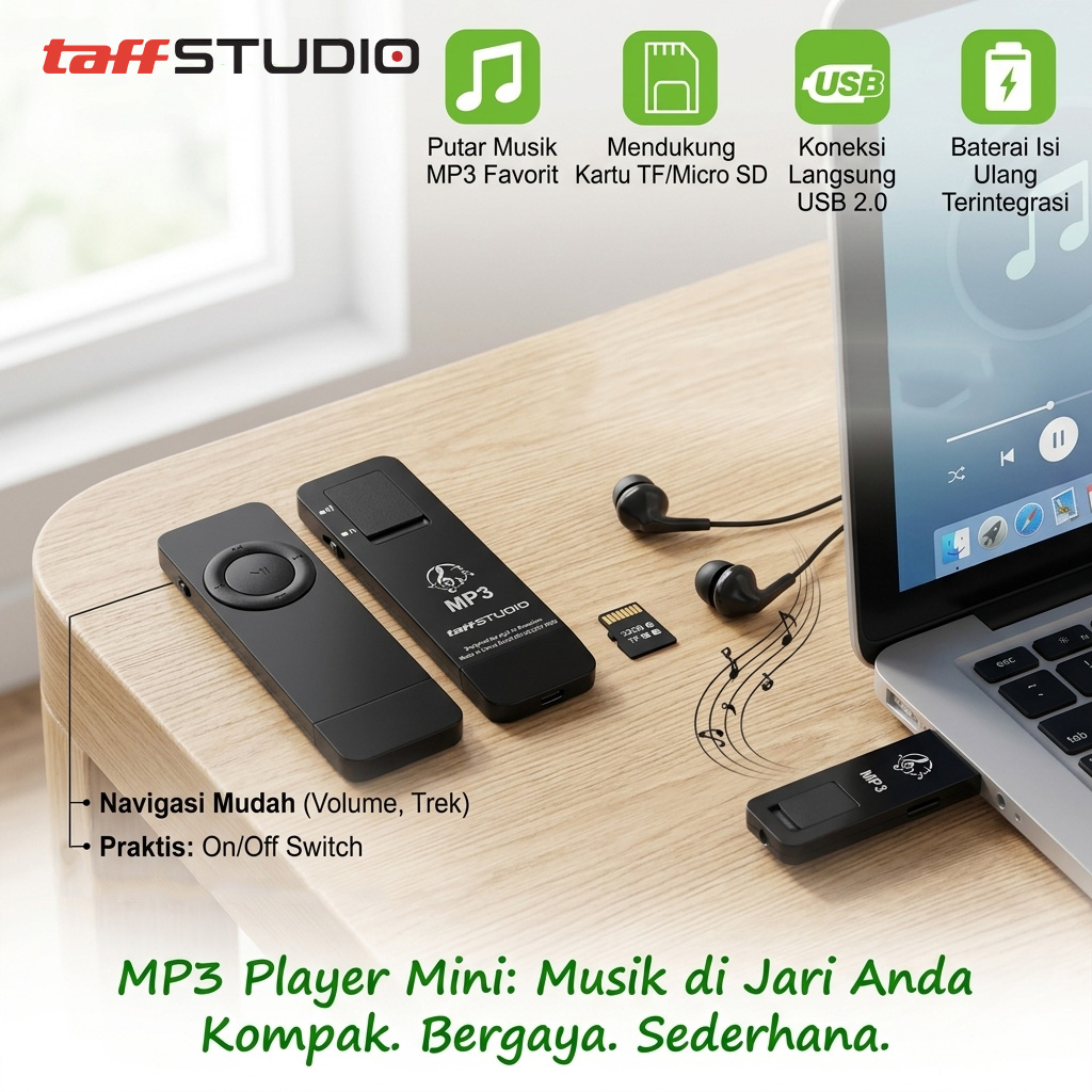 TaffSTUDIO MP3 Player Portable Mini USB 2.0 TF Card 80 mA - IRS9 Gambar produk TaffSTUDIO MP3 Player Portable Mini USB 2.0 TF Card 80 mA - IRS9 - Utama
