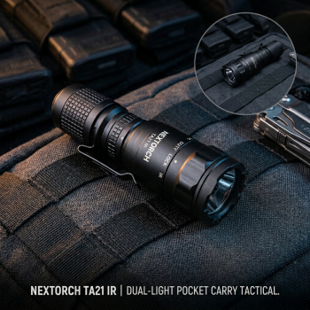 NEXTORCH Senter LED Tactical Flashlight IPX8 Dual Light IR 1300 Lumens - TA21 IR