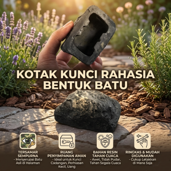Gambar produk Kotak Penyimpanan Kunci Rahasia Bentuk Batu Hidden Key Box - B0521