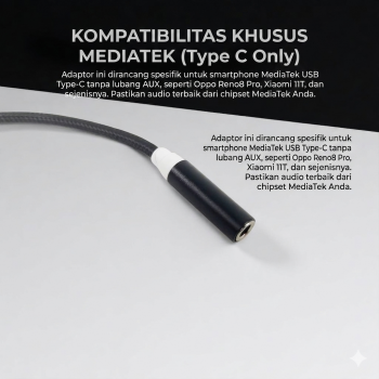 Gambar produk Kabel Adaptor USB Type C ke 3.5mm AUX Audio Port Braided - PJ1645-01