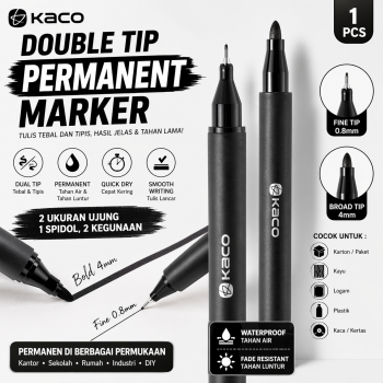 Kaco Pure Spidol Double Tip Permanent Marker 4 mm 0.8mm 1 PCS - K1051