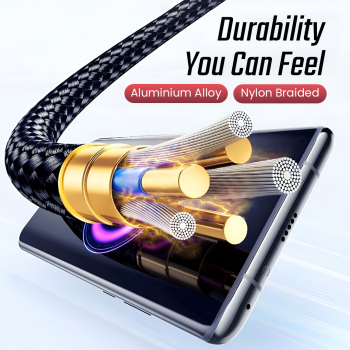 Gambar produk ESSAGER Kabel Data USB A to USB Type C Fast Charging Braided LED 3A 1M - ES-X17