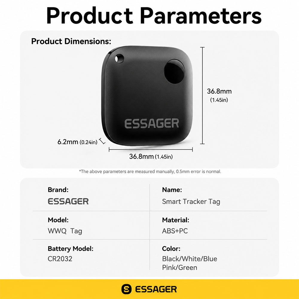 Gambar produk ESSAGER Smart Tag Tracker Bluetooth Finder Key iOS Support Only - WWQ Tag - 7