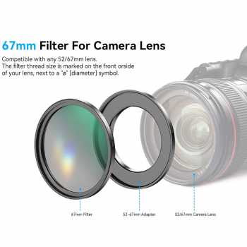 Gambar produk APEXEL Lensa Filter Kamera Smartphone Multi Coating 3in1 Clip 67mm - APL-67FL3S