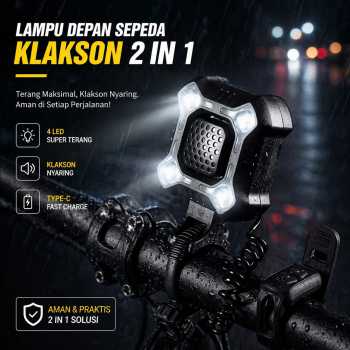 LIDS Lampu Depan Sepeda Klakson 2 in 1 LED Rechargeable 1200mAh - XA-324