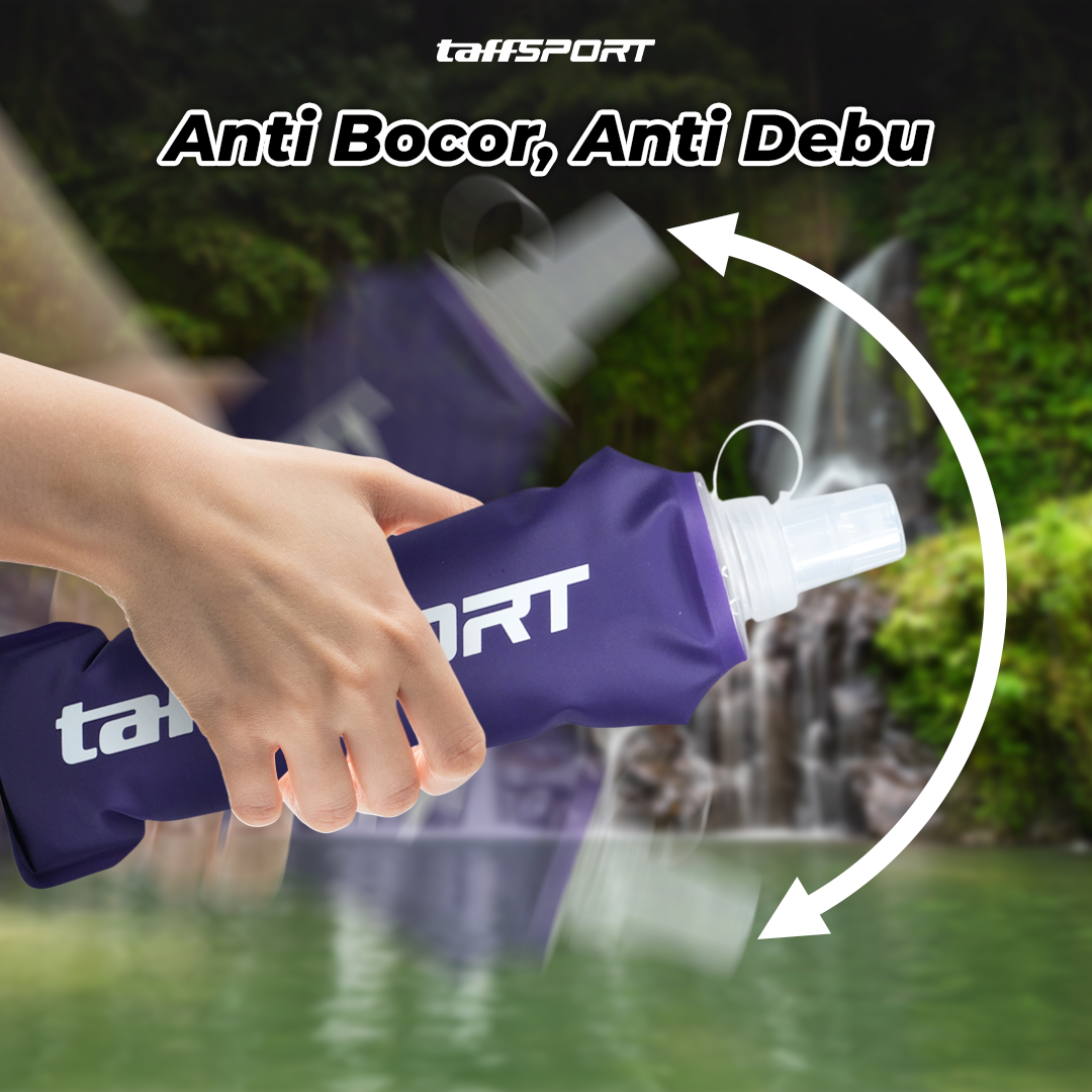 TaffSPORT Botol Minum Lipat Soft Flask Foldable Water Bottle TPU 500ml - TFSF-50 Gambar produk TaffSPORT Botol Minum Lipat Soft Flask Foldable Water Bottle TPU 500ml - TFSF-50 - 4