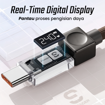 Gambar produk ESSAGER Kabel Data USB Type C Fast Charging LED Display 7A 100W 1M - ES-X76