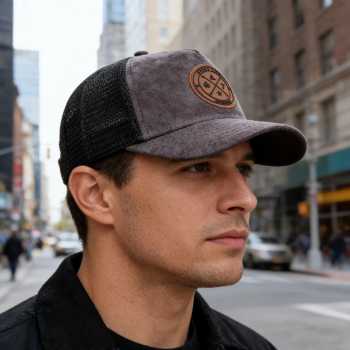 GUDIY Topi Trucker Jaring Mesh Hat Suede Enjoy Life Patch - T100