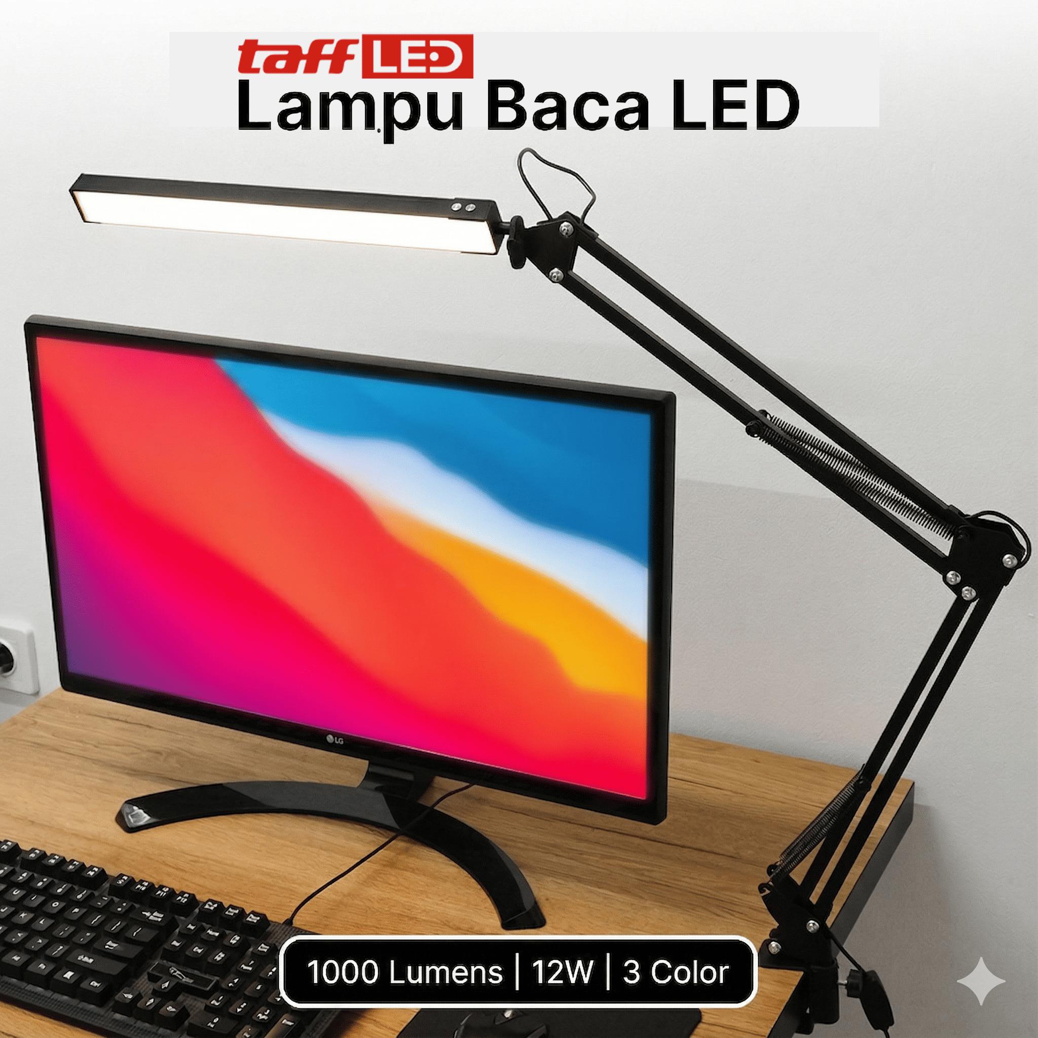 Gambar produk TaffLED Lampu Baca LED Reading Desk Lamp 1000 Lumens 12W 3 Color - FX310