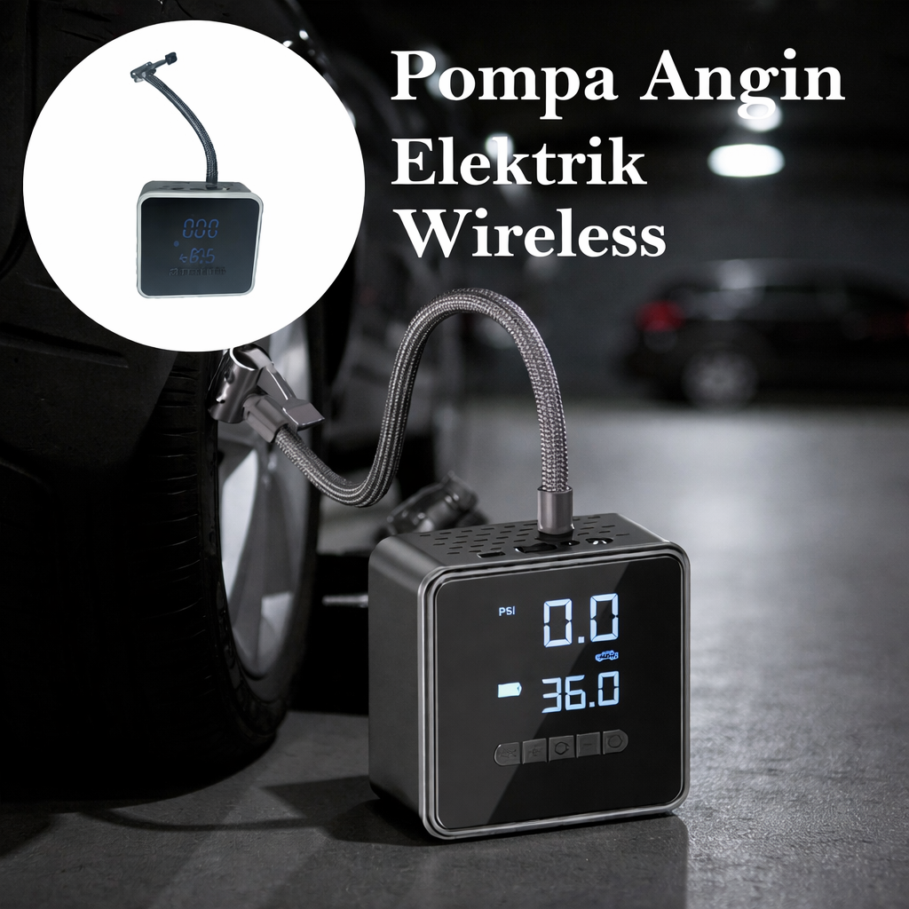 KESHI Pompa Ban Elektrik Portable Air Compressor 150 PSI 6000mAh - PR-718 Gambar produk KESHI Pompa Ban Elektrik Portable Air Compressor 150 PSI 6000mAh - PR-718 - Utama