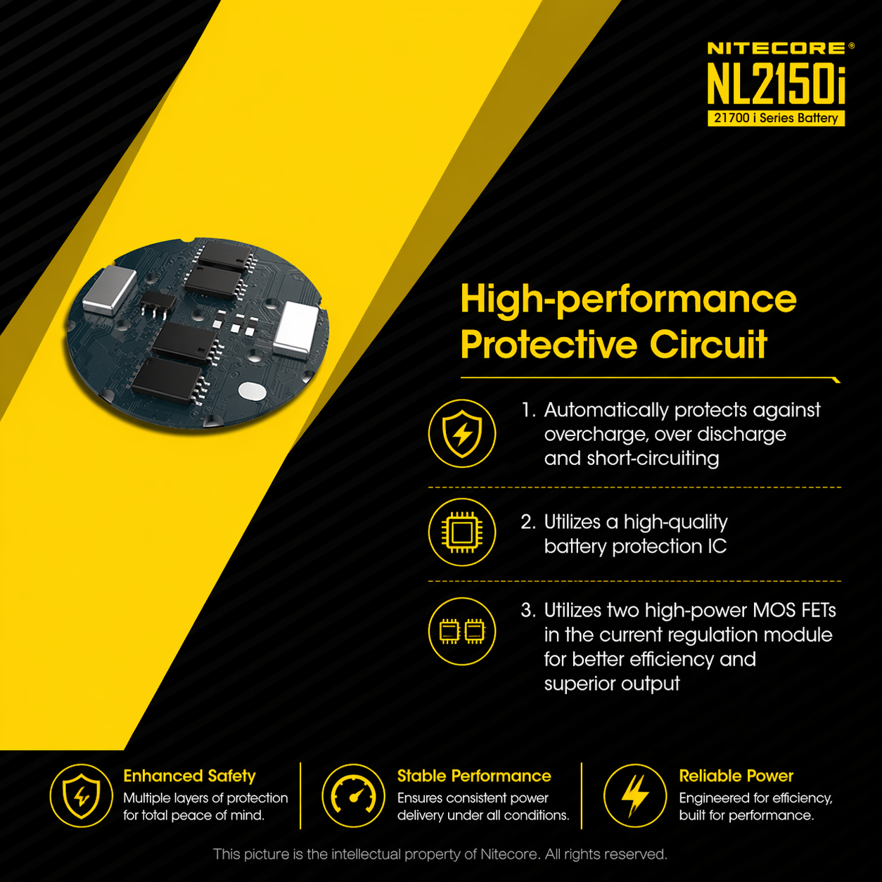 Gambar produk NITECORE Baterai Isi ulang 21700 Li-Ion Button Top 5000mAh 3.6V 1 PCS - NL2150i