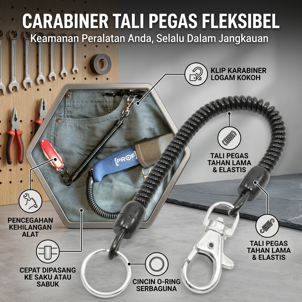 Carabiner Quickdraw Pengait Tali Pegas Fleksibel Outdoor EDC Serbaguna - CRBR44 Gambar produk Carabiner Quickdraw Pengait Tali Pegas Fleksibel Outdoor EDC Serbaguna - CRBR44 - Utama