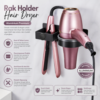 Gambar produk Miruko Rak Holder Hair Dryer Catokan Aluminium 2in1 Storage Rack - INU21