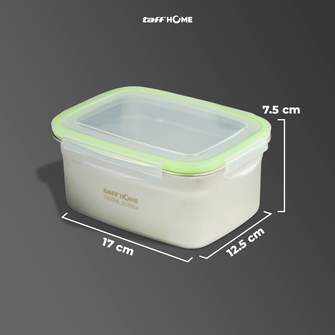 TaffHOME Kotak Makan Anti Tumpah Deep Lunch Box Stainless Steel 304 1000ml - Slyz51 Gambar produk TaffHOME Kotak Makan Anti Tumpah Deep Lunch Box Stainless Steel 304 1000ml - Slyz51 - 8