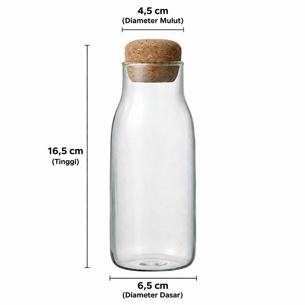 Gambar produk HUFFA Bottle Glass Cork Sealed Jar Storage Teh Kopi Jus Multifungsi 300ml - YS-8080